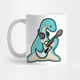 Dino playing electric guitar, dinosaur Mug